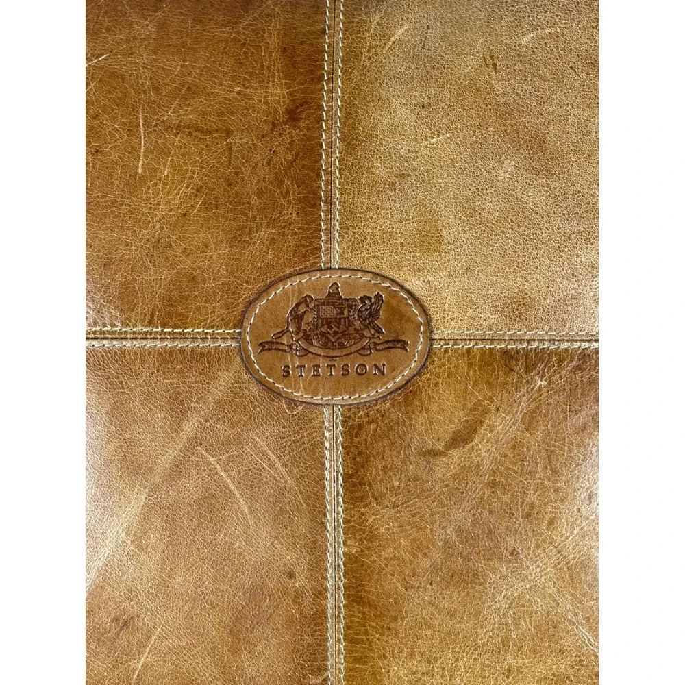 Stetson Leather Throw Pillow Set of 3 Western Cowhide Hair on Hide Brown Tan